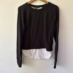 Athleta Sweatshirt Womens XS Black Mixed Material Rear Zipper Detail